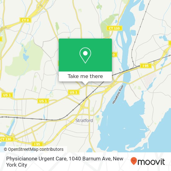 Mapa de Physicianone Urgent Care, 1040 Barnum Ave