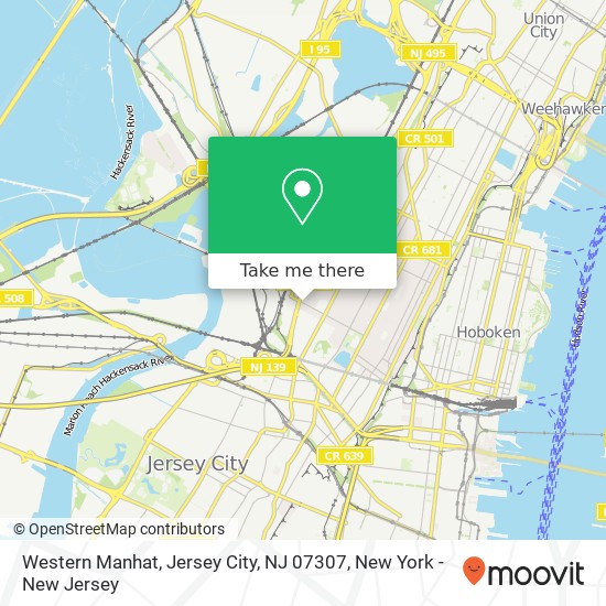Mapa de Western Manhat, Jersey City, NJ 07307