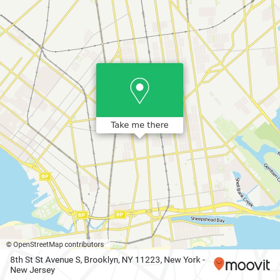 Mapa de 8th St St Avenue S, Brooklyn, NY 11223