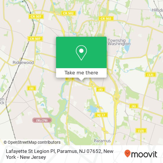 Mapa de Lafayette St Legion Pl, Paramus, NJ 07652
