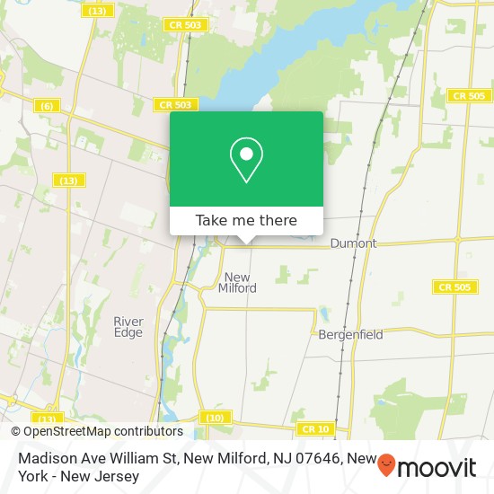 Mapa de Madison Ave William St, New Milford, NJ 07646