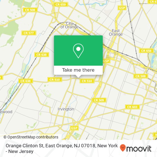 Mapa de Orange Clinton St, East Orange, NJ 07018