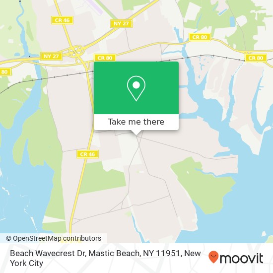 Mapa de Beach Wavecrest Dr, Mastic Beach, NY 11951