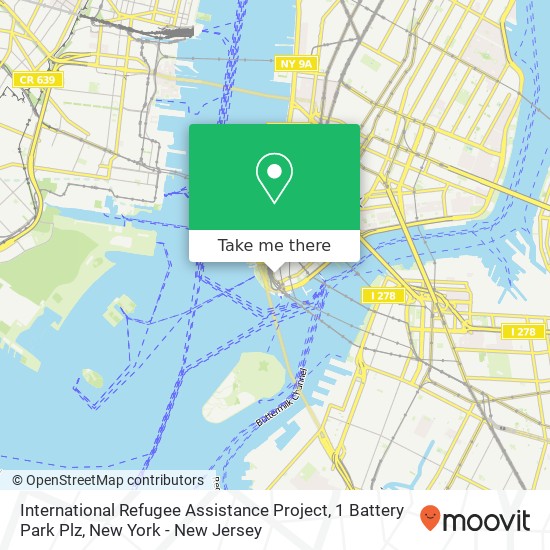 Mapa de International Refugee Assistance Project, 1 Battery Park Plz