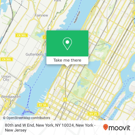 Mapa de 80th and W End, New York, NY 10024