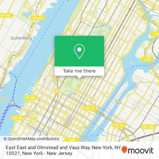East East and Olmstead and Vaux Way, New York, NY 10021 map