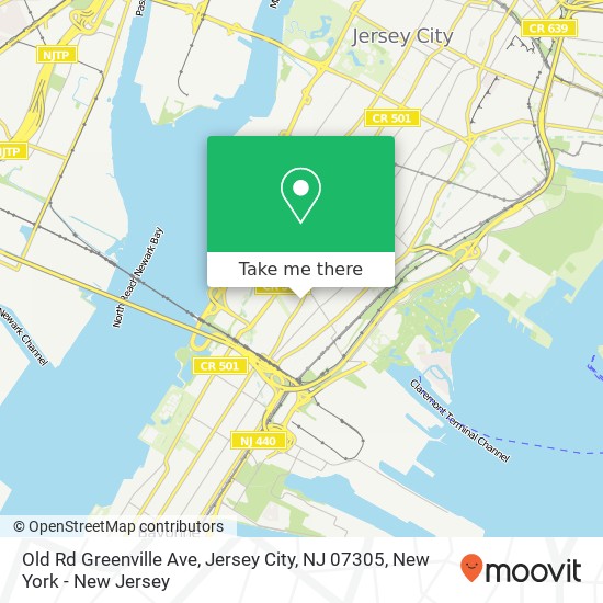 Mapa de Old Rd Greenville Ave, Jersey City, NJ 07305