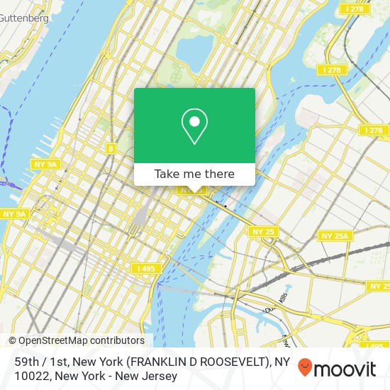 Mapa de 59th / 1st, New York (FRANKLIN D ROOSEVELT), NY 10022
