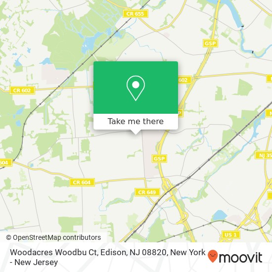 Mapa de Woodacres Woodbu Ct, Edison, NJ 08820