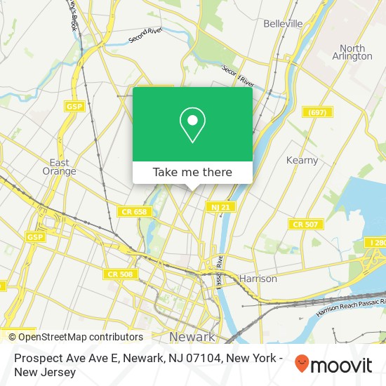 Mapa de Prospect Ave Ave E, Newark, NJ 07104