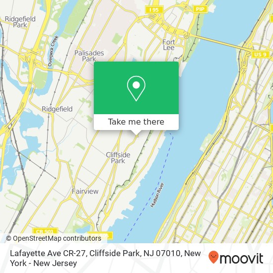Lafayette Ave CR-27, Cliffside Park, NJ 07010 map