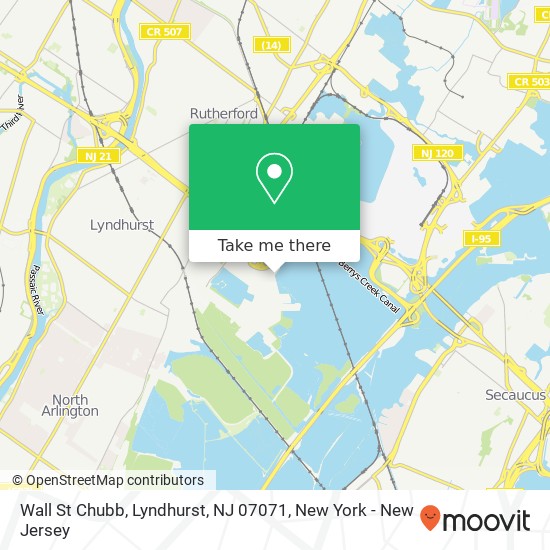 Mapa de Wall St Chubb, Lyndhurst, NJ 07071