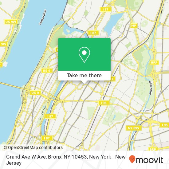 Mapa de Grand Ave W Ave, Bronx, NY 10453