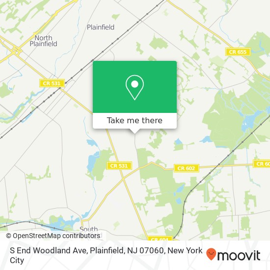 Mapa de S End Woodland Ave, Plainfield, NJ 07060