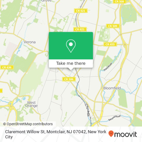 Mapa de Claremont Willow St, Montclair, NJ 07042