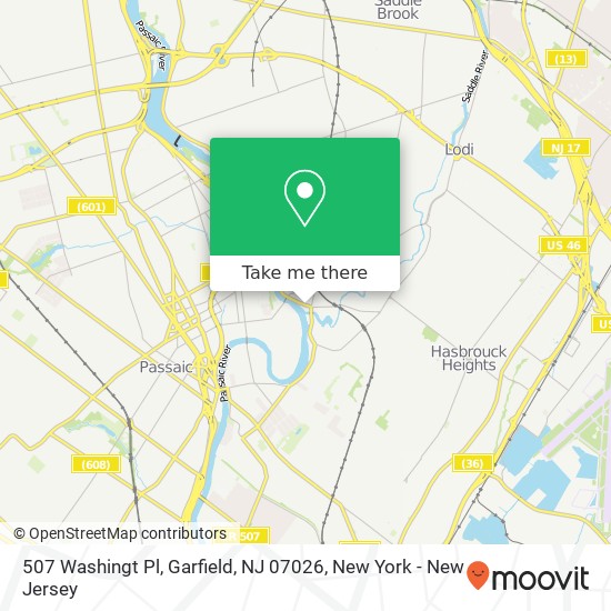 Mapa de 507 Washingt Pl, Garfield, NJ 07026