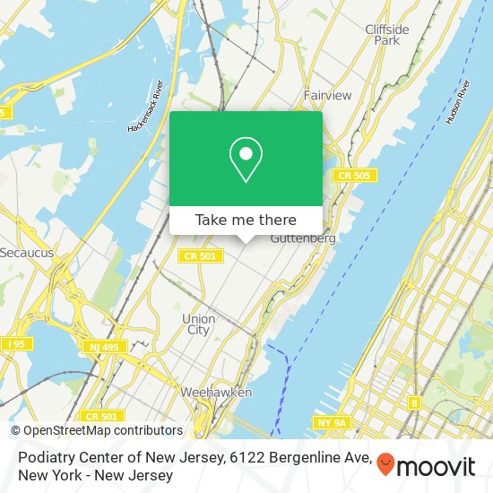 Mapa de Podiatry Center of New Jersey, 6122 Bergenline Ave
