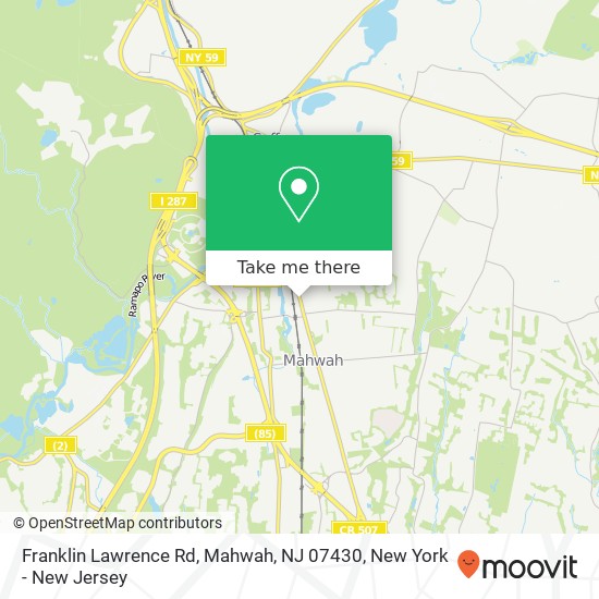 Mapa de Franklin Lawrence Rd, Mahwah, NJ 07430