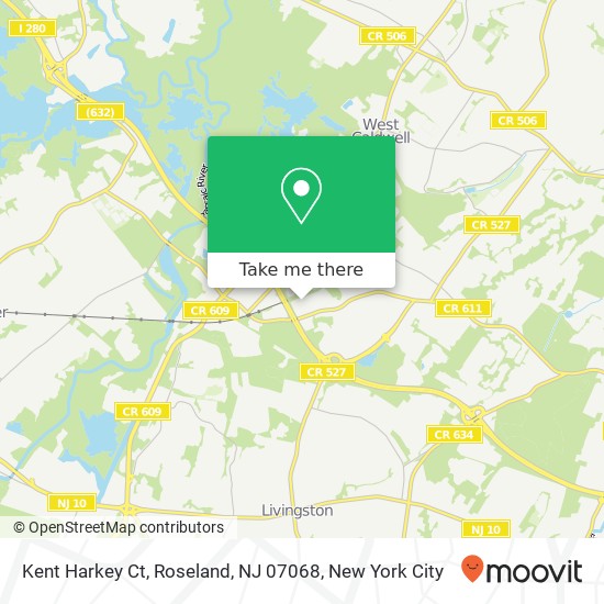 Mapa de Kent Harkey Ct, Roseland, NJ 07068