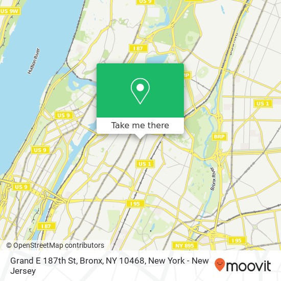 Mapa de Grand E 187th St, Bronx, NY 10468