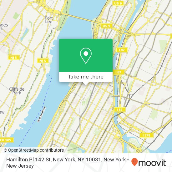 Mapa de Hamilton Pl 142 St, New York, NY 10031