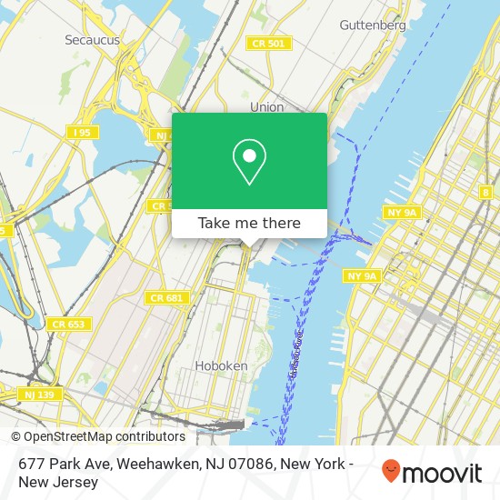 Mapa de 677 Park Ave, Weehawken, NJ 07086