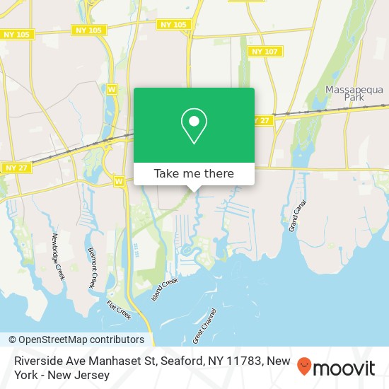 Mapa de Riverside Ave Manhaset St, Seaford, NY 11783