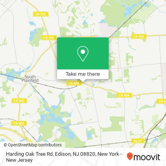 Mapa de Harding Oak Tree Rd, Edison, NJ 08820