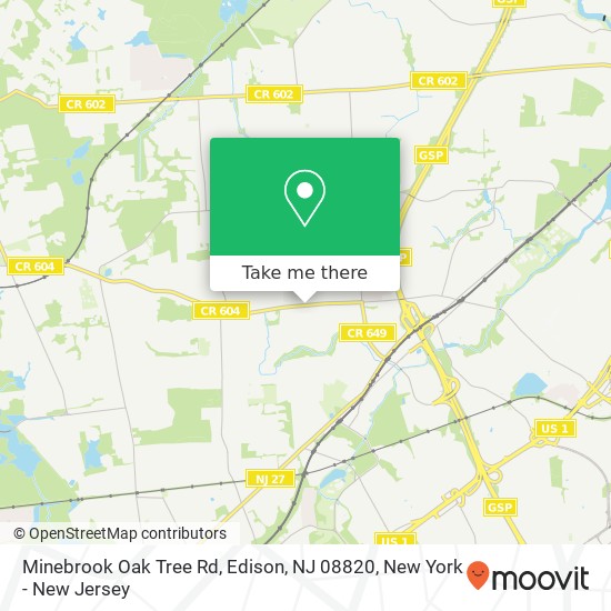 Mapa de Minebrook Oak Tree Rd, Edison, NJ 08820