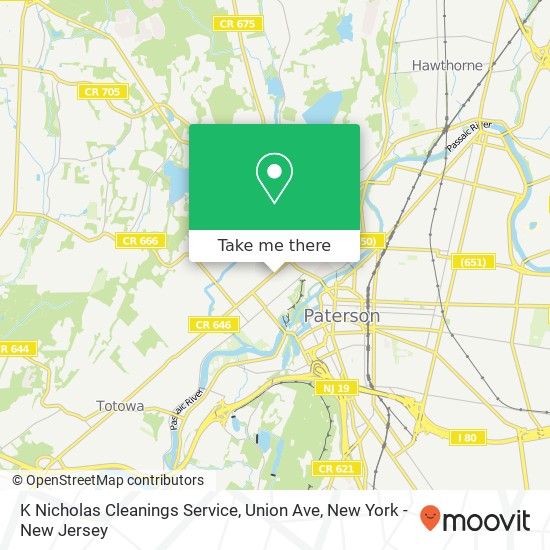 K Nicholas Cleanings Service, Union Ave map