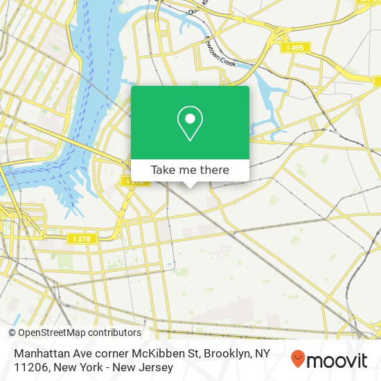 Mapa de Manhattan Ave corner McKibben St, Brooklyn, NY 11206