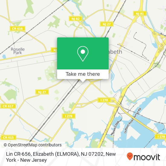 Mapa de Lin CR-656, Elizabeth (ELMORA), NJ 07202