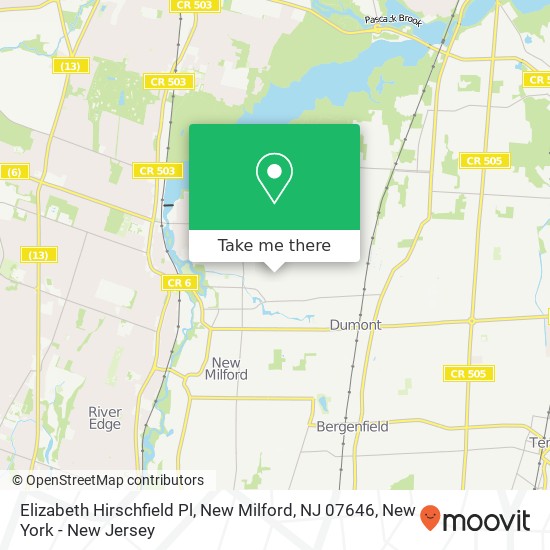 Mapa de Elizabeth Hirschfield Pl, New Milford, NJ 07646