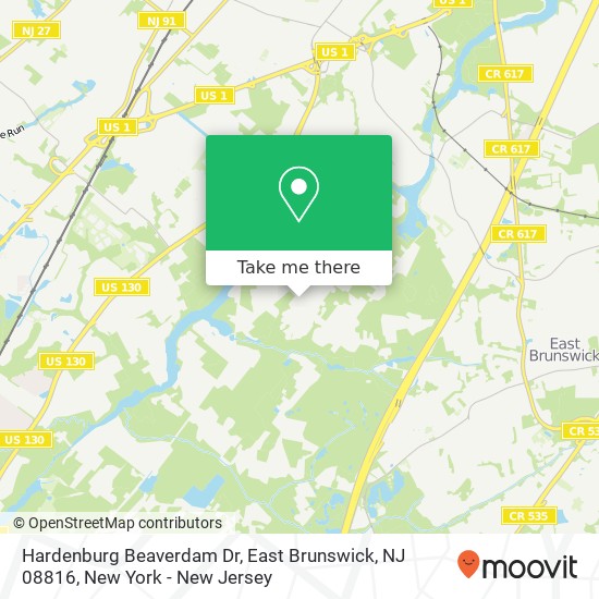 Mapa de Hardenburg Beaverdam Dr, East Brunswick, NJ 08816