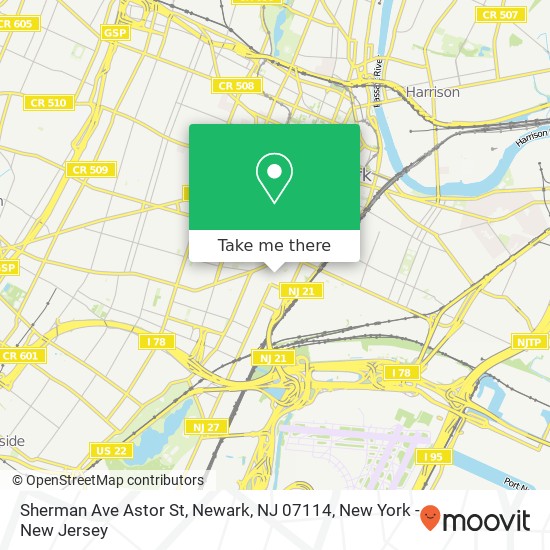 Sherman Ave Astor St, Newark, NJ 07114 map