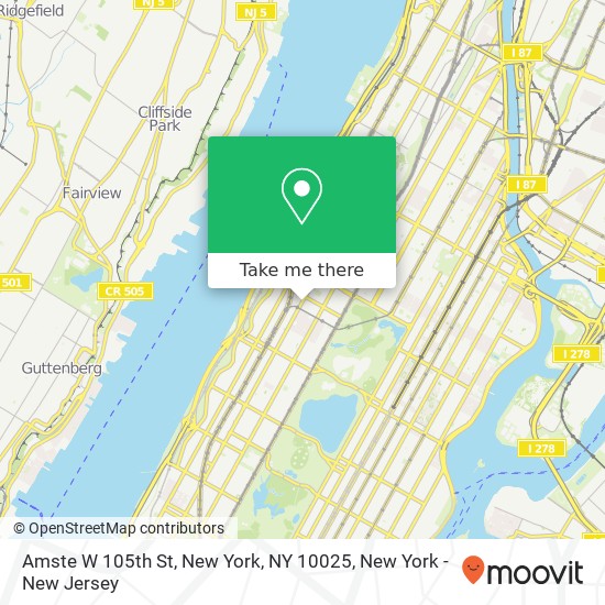 Mapa de Amste W 105th St, New York, NY 10025