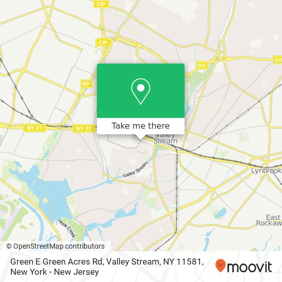 Mapa de Green E Green Acres Rd, Valley Stream, NY 11581