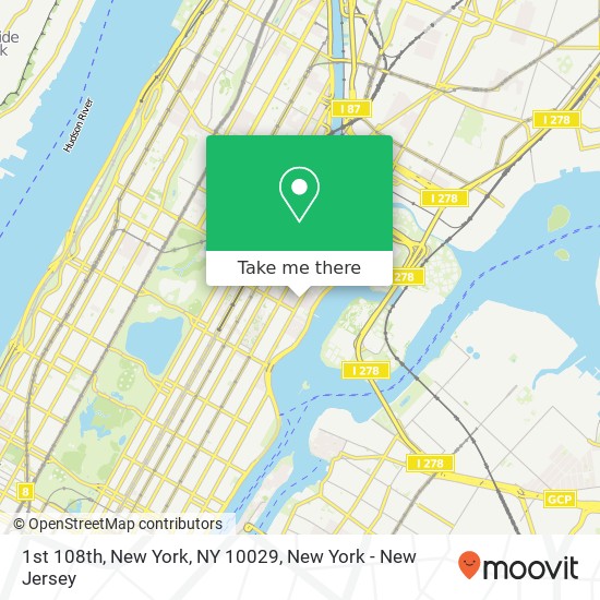 Mapa de 1st 108th, New York, NY 10029