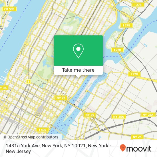 Mapa de 1431a York Ave, New York, NY 10021