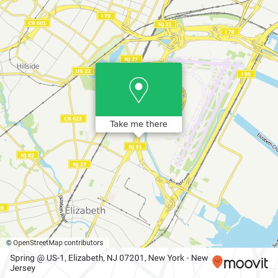 Mapa de Spring @ US-1, Elizabeth, NJ 07201