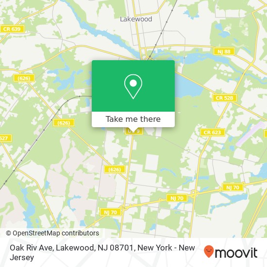 Mapa de Oak Riv Ave, Lakewood, NJ 08701