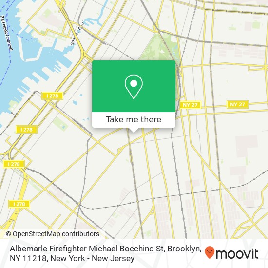 Mapa de Albemarle Firefighter Michael Bocchino St, Brooklyn, NY 11218