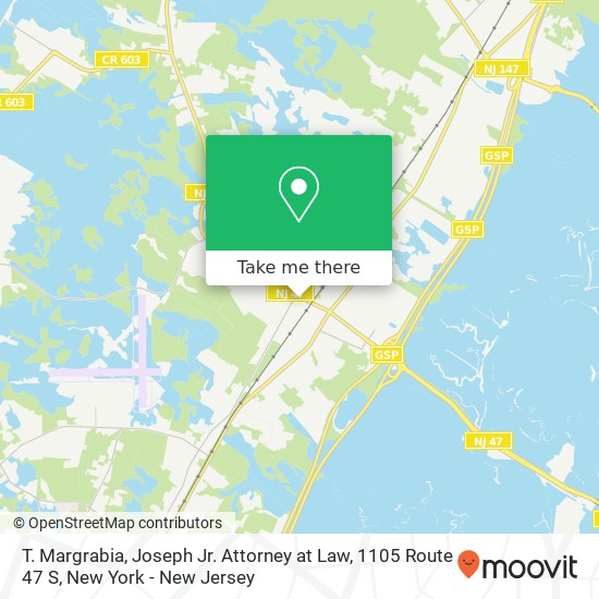 Mapa de T. Margrabia, Joseph Jr. Attorney at Law, 1105 Route 47 S