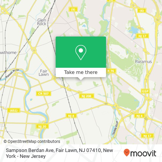 Sampson Berdan Ave, Fair Lawn, NJ 07410 map