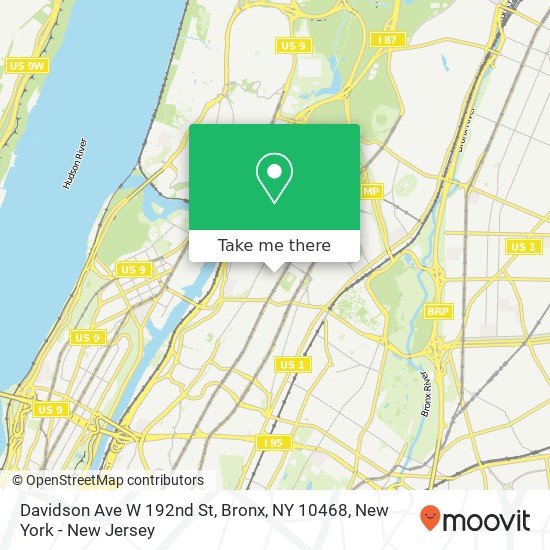 Davidson Ave W 192nd St, Bronx, NY 10468 map