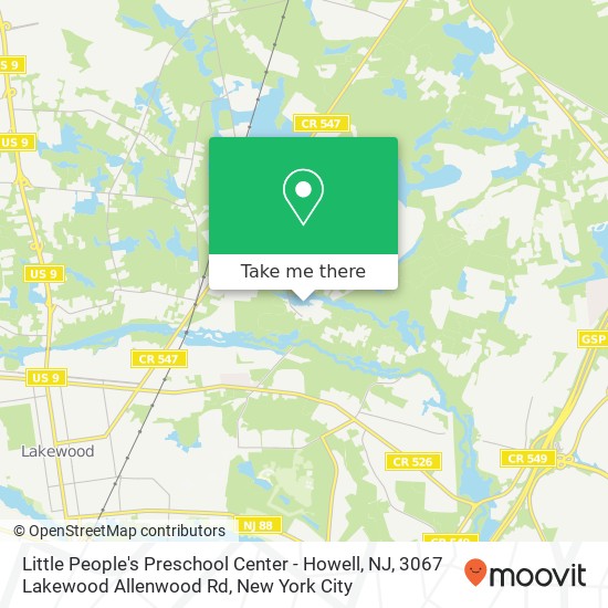 Mapa de Little People's Preschool Center - Howell, NJ, 3067 Lakewood Allenwood Rd
