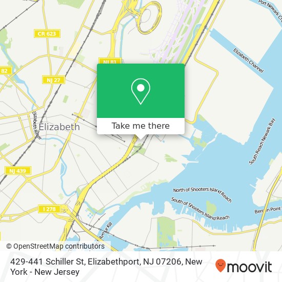 Mapa de 429-441 Schiller St, Elizabethport, NJ 07206