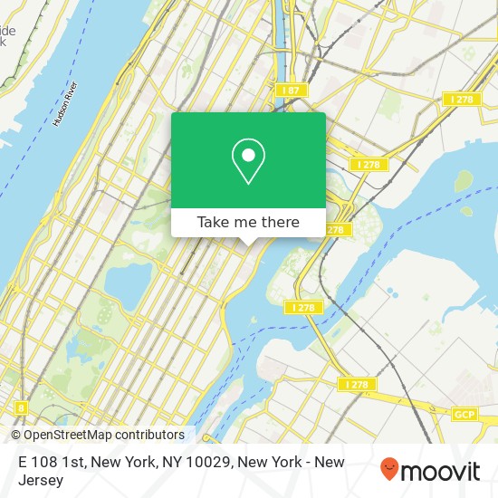 Mapa de E 108 1st, New York, NY 10029