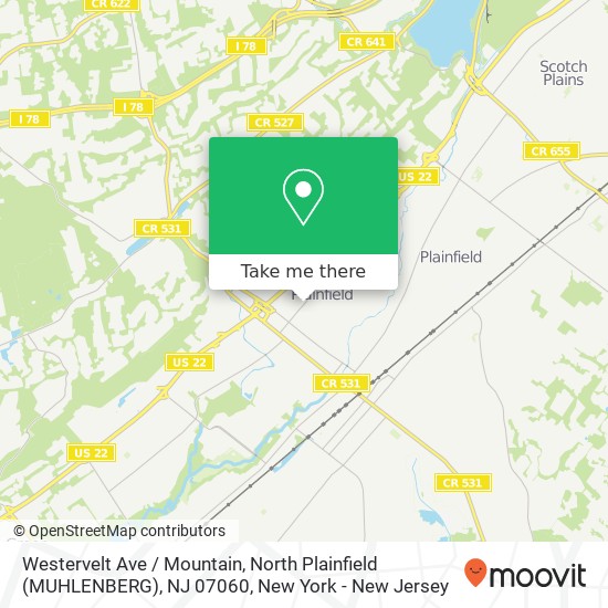 Westervelt Ave / Mountain, North Plainfield (MUHLENBERG), NJ 07060 map