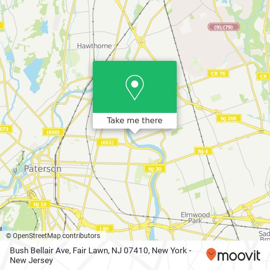 Mapa de Bush Bellair Ave, Fair Lawn, NJ 07410